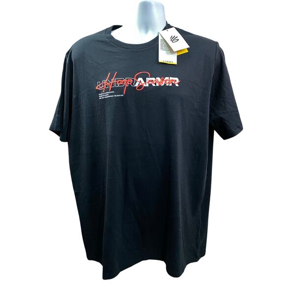 Men's UA UNDR ARMR Wordmark T-Shirt Size XL Black Performance Cotton - Picture 1 of 11